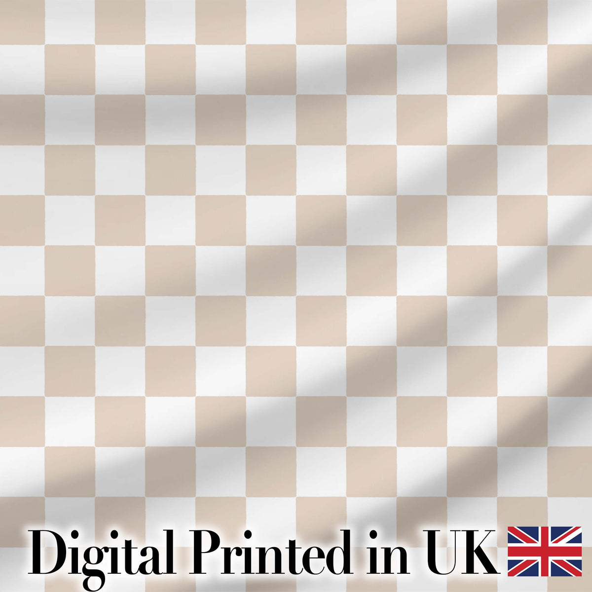 Minimalist Neutral Checkerboard Pattern in Beige and White Seamless Digital Print Fabric by the Metre UK Sewing Quilting Textile