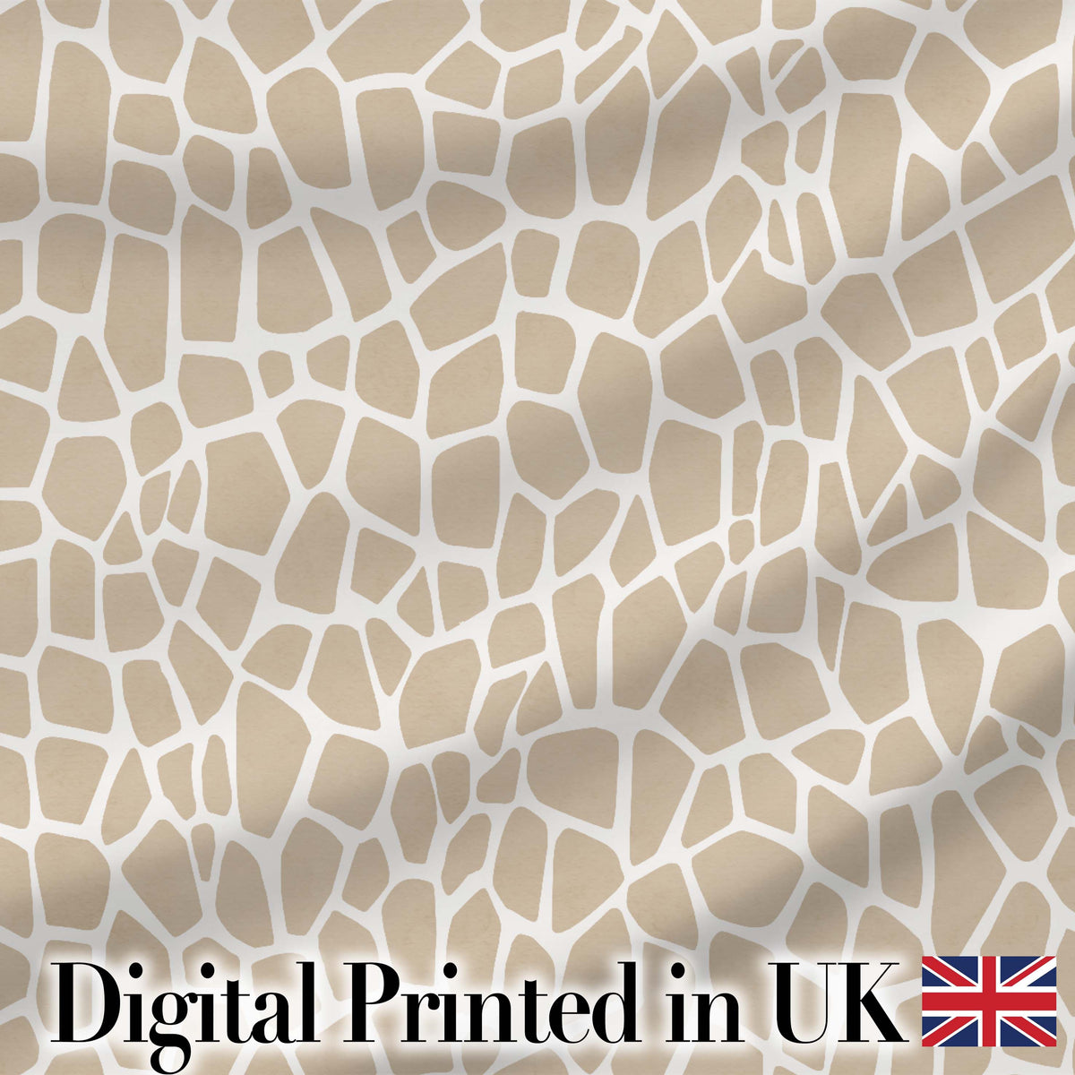 Abstract Giraffe Print Pattern in Soft Beige and White Organic Shapes Seamless Digital Print Fabric by the Metre UK Sewing Quilting Textile