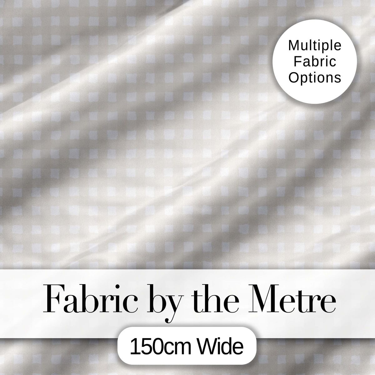 Minimalist Neutral Gingham Check Pattern with Soft Fabric Texture Seamless Digital Print Fabric by the Metre UK Sewing Quilting Textile