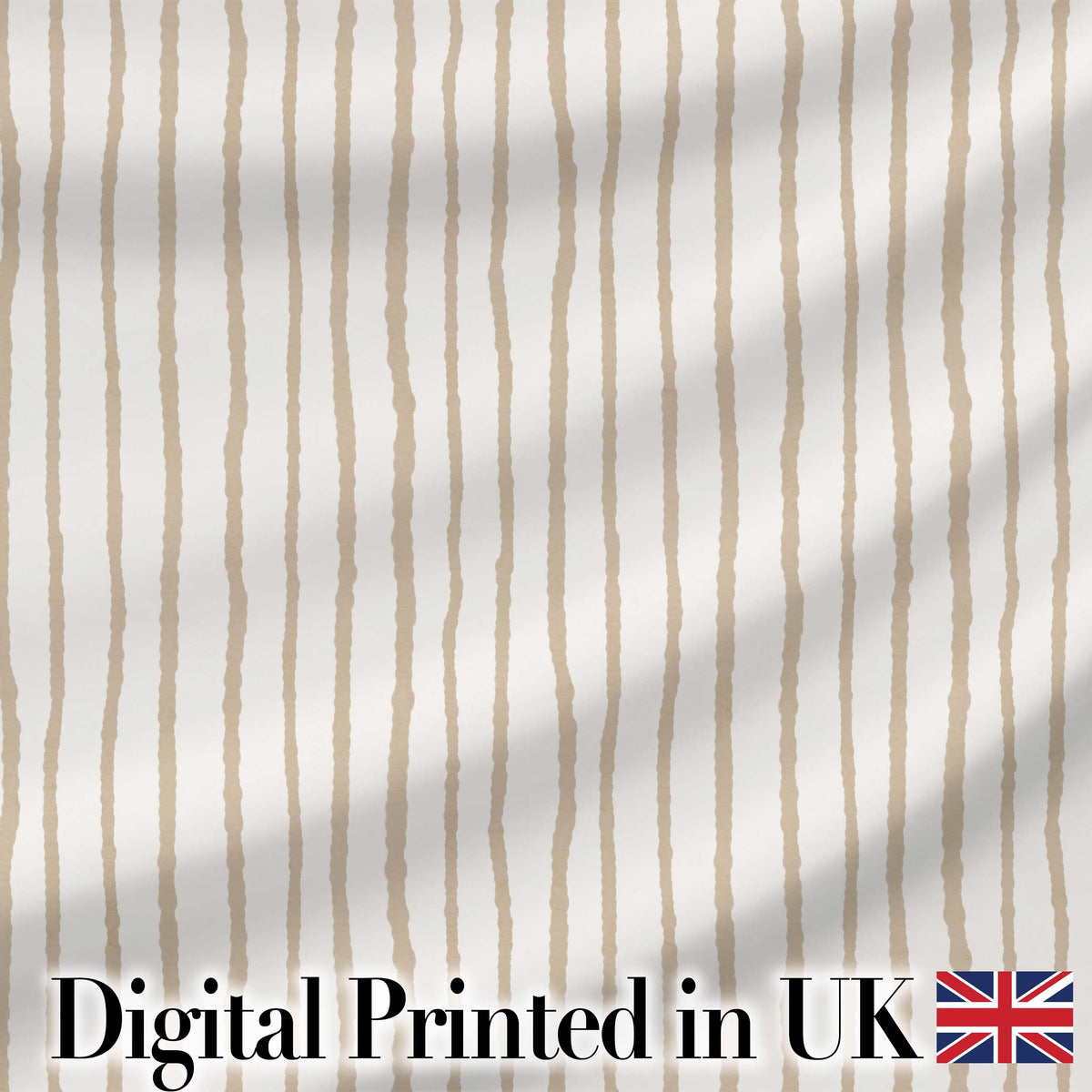 Vertical Wavy Stripe Pattern in Soft Beige on Neutral Background Design Digital Print Fabric by the Metre UK Sewing Quilting Textile