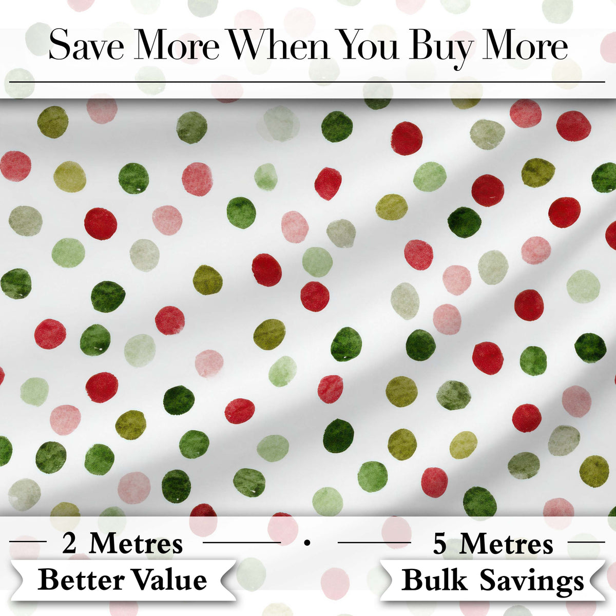 Festive Red Green Watercolor Polka Dot Seamless Pattern Christmas Fabric Design Digital Print Fabric by the Metre UK Sewing Quilting Textile