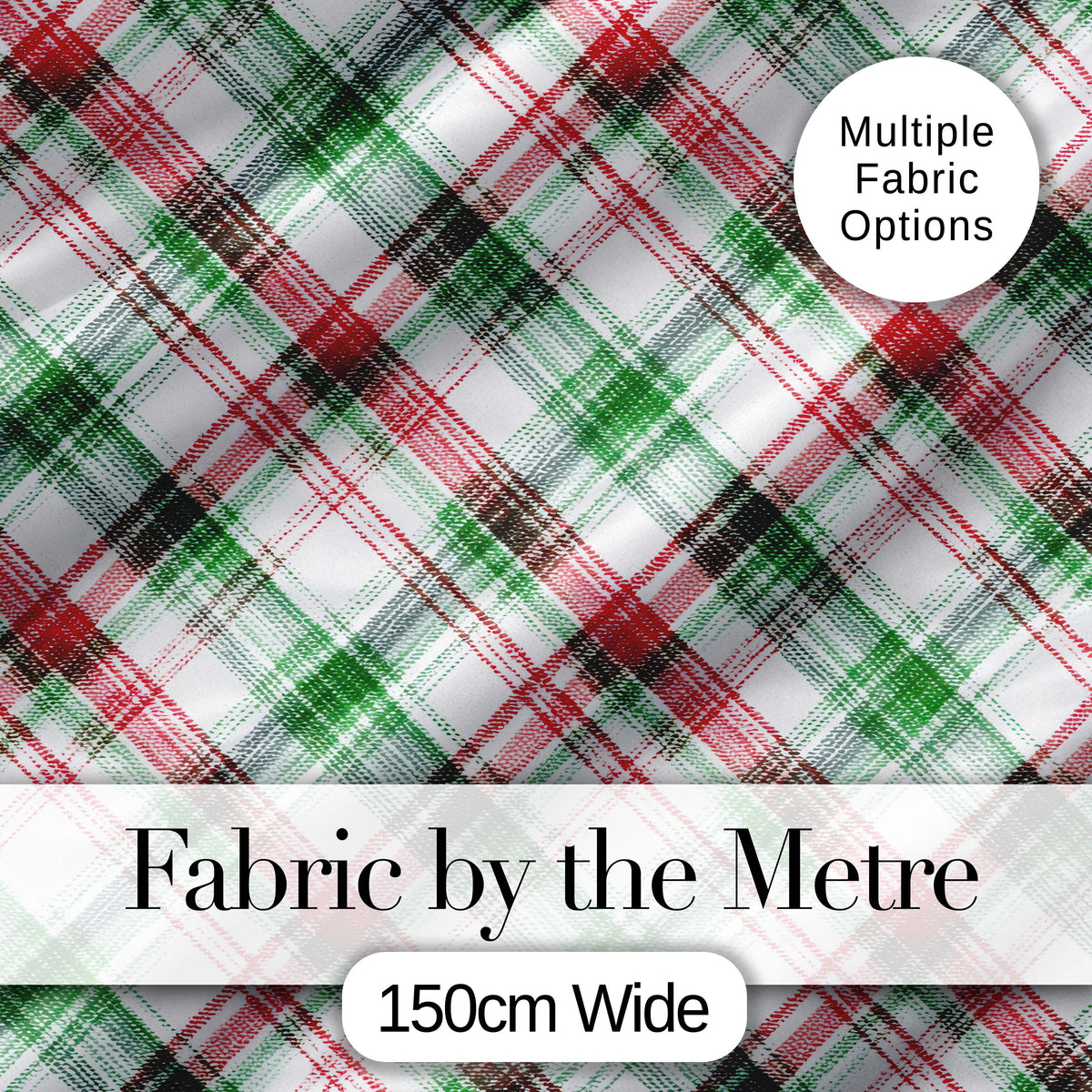 Classic Red Green Watercolor Plaid Tartan Pattern Festive Textile Design Digital Print Fabric by the Metre UK Sewing Quilting Textile