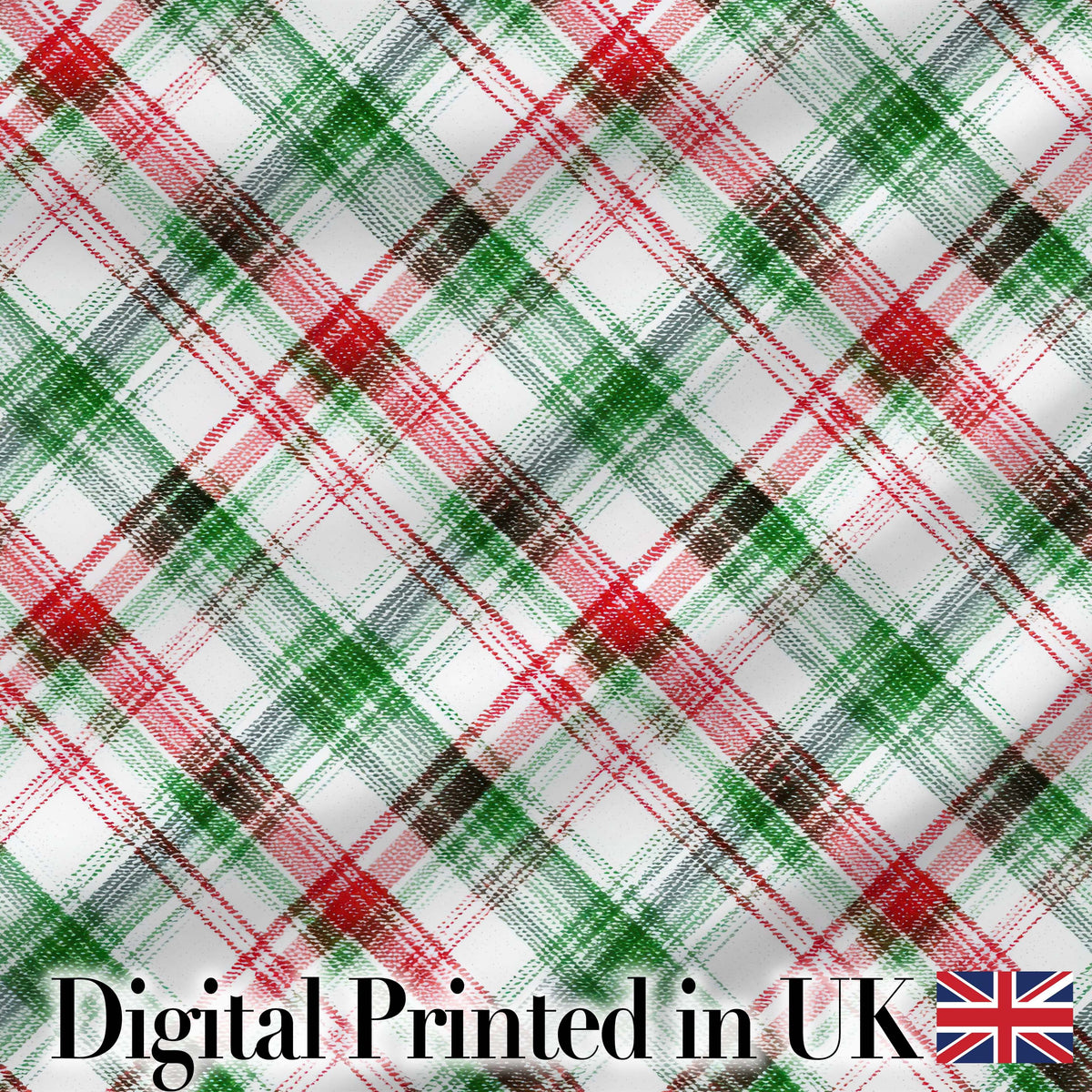 Classic Red Green Watercolor Plaid Tartan Pattern Festive Textile Design Digital Print Fabric by the Metre UK Sewing Quilting Textile