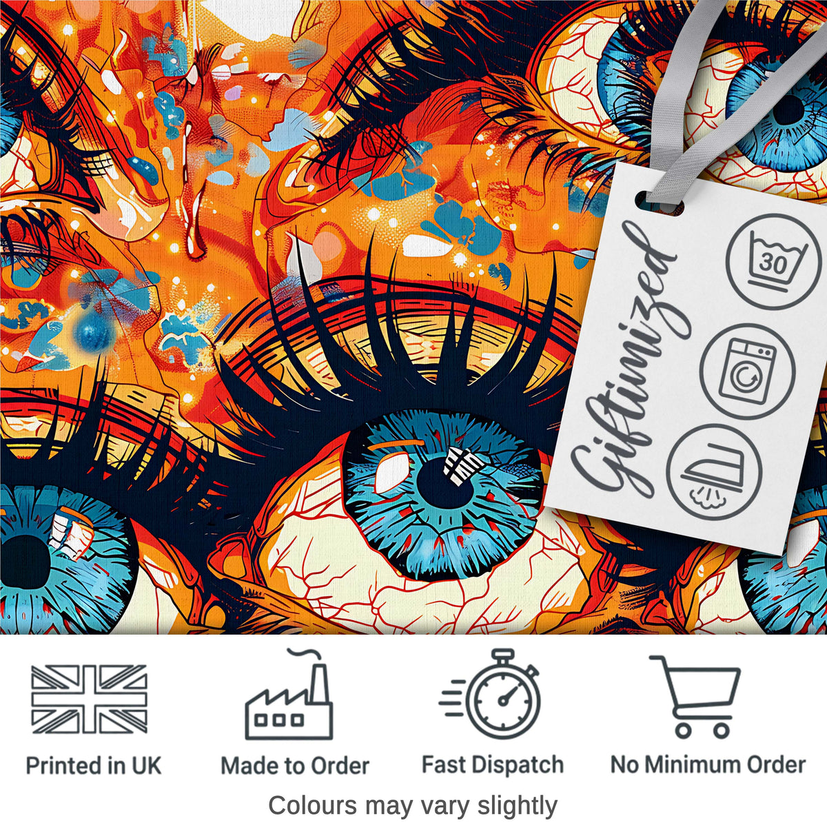 Abstract Surreal Eye Illustration Seamless Pattern Bold Artistic Graphic Design Digital Print Fabric by the Metre UK Sewing Quilting Textile