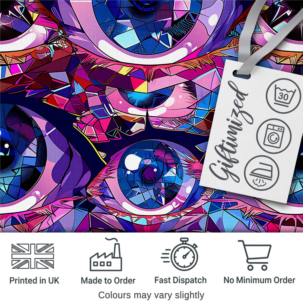 Colorful Geometric Eye Mosaic Seamless Pattern Modern Abstract Artistic Design Digital Print Fabric by the Metre UK Sewing Quilting Textile