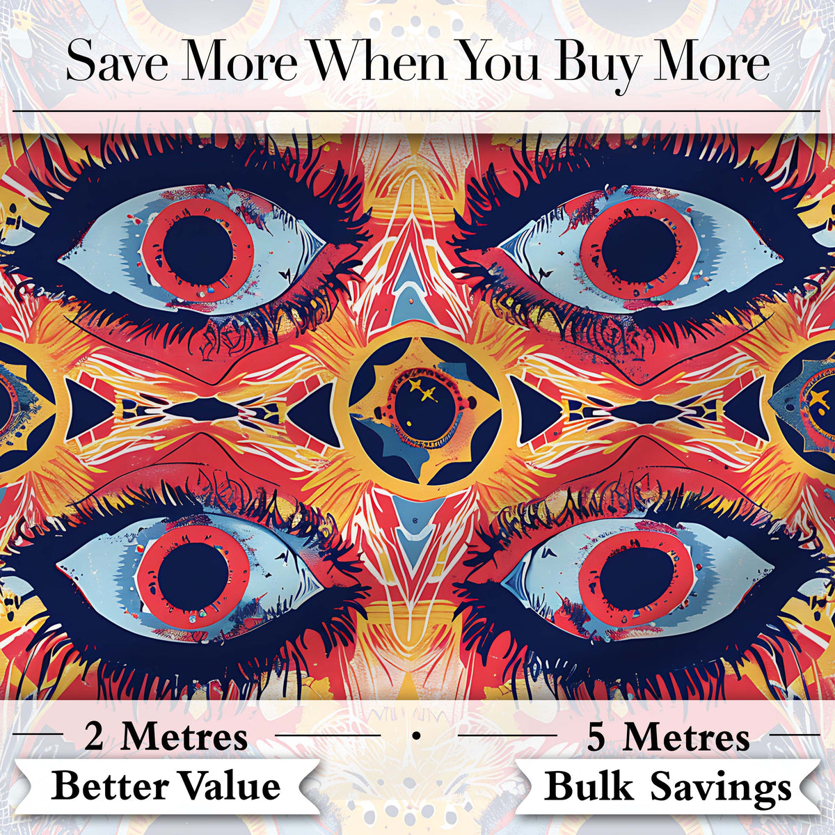 Bold Symmetrical Eye Motif Seamless Pattern Abstract Decorative Artistic Design Digital Print Fabric by the Metre UK Sewing Quilting Textile