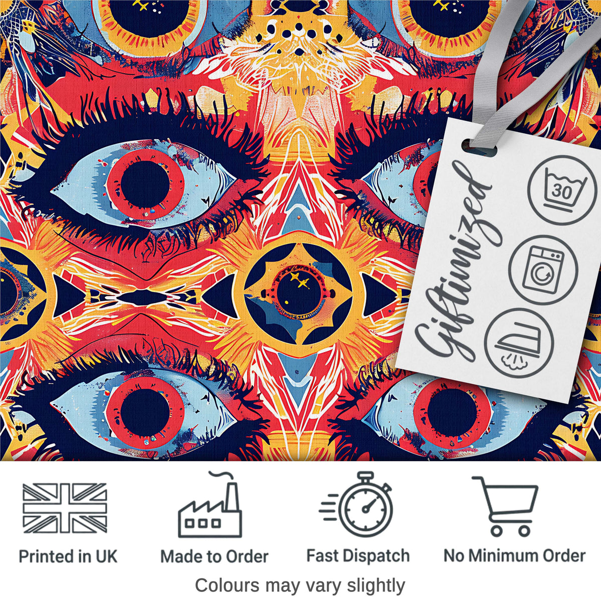 Bold Symmetrical Eye Motif Seamless Pattern Abstract Decorative Artistic Design Digital Print Fabric by the Metre UK Sewing Quilting Textile