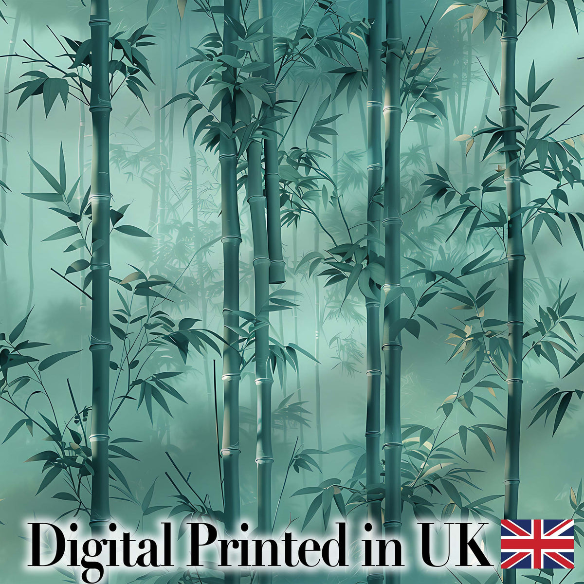 Elegant Bamboo Stalks and Leaves Pattern Calm Green Botanical Background Digital Print Fabric by the Metre UK Sewing Quilting Textile