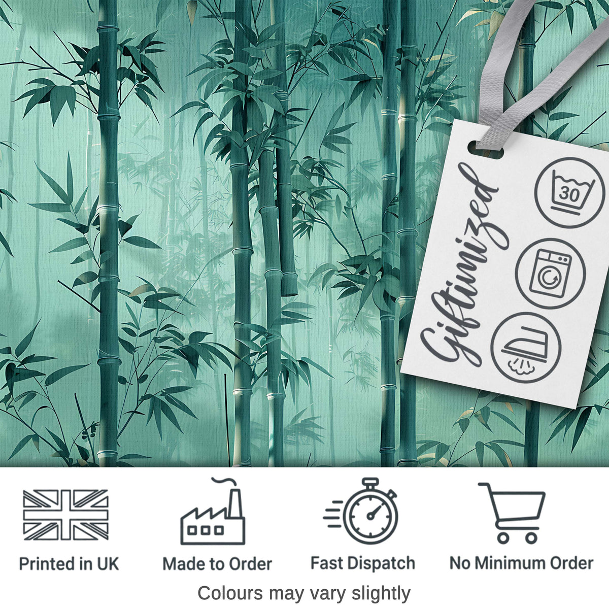Elegant Bamboo Stalks and Leaves Pattern Calm Green Botanical Background Digital Print Fabric by the Metre UK Sewing Quilting Textile
