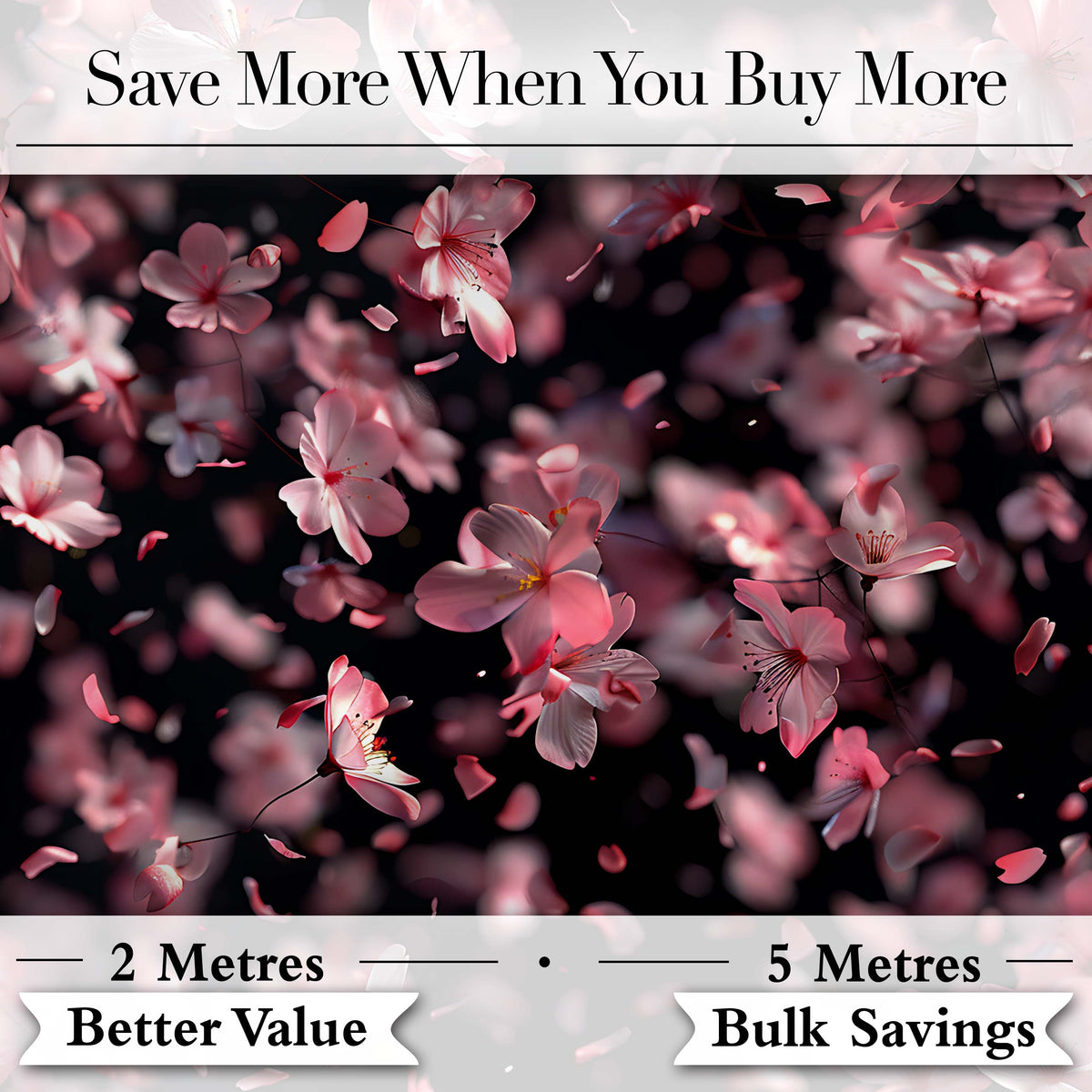 Delicate Sakura Blossoms on Dark Background Pattern Elegant Japanese Floral Digital Print Fabric by the Metre UK Sewing Quilting Textile