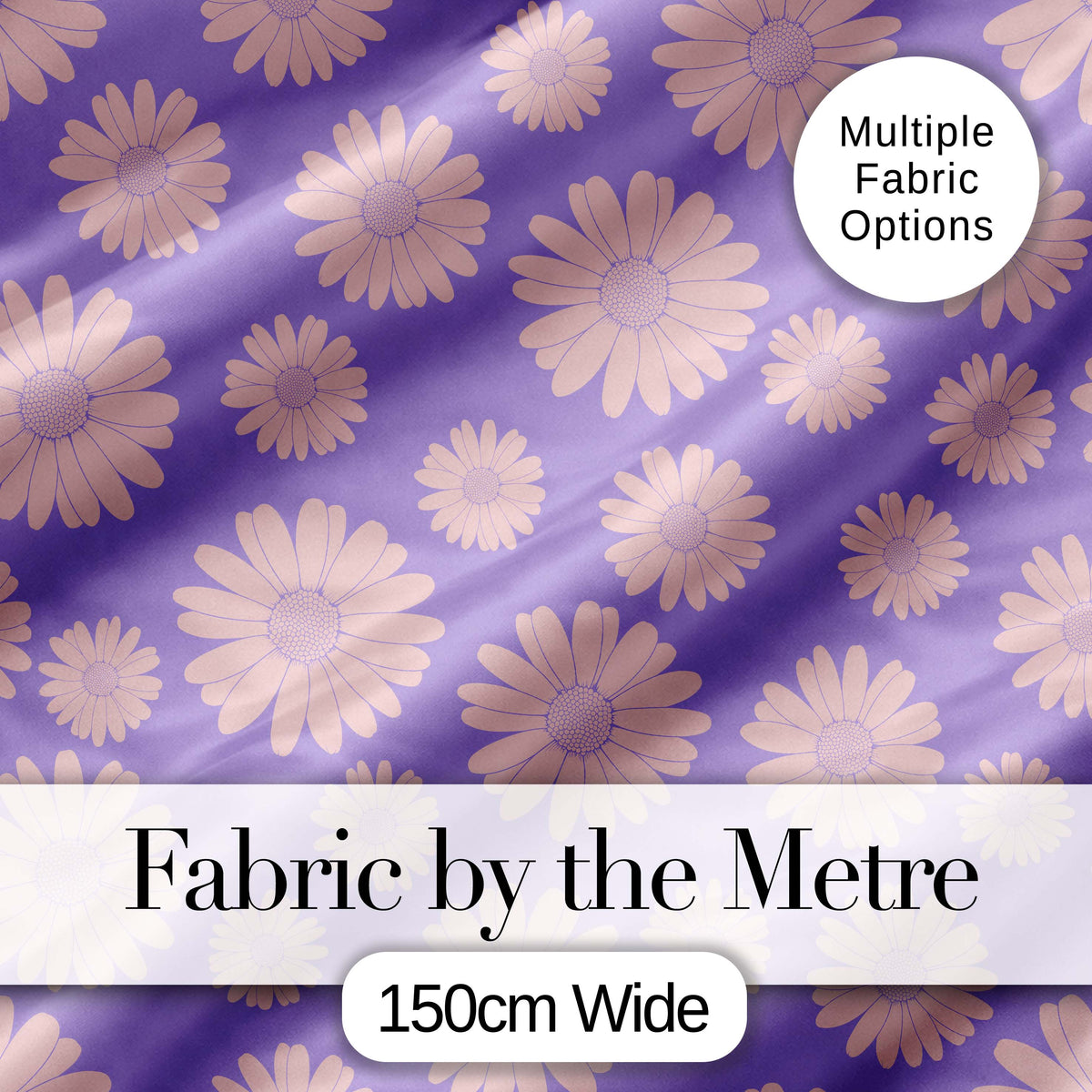 Peach Daisy Floral Pattern on Lavender Purple Background Seamless Pattern Digital Print Fabric by the Metre UK Sewing Quilting Textile