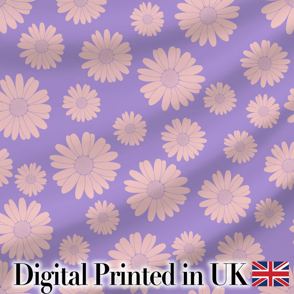 Peach Daisy Floral Pattern on Lavender Purple Background Seamless Pattern Digital Print Fabric by the Metre UK Sewing Quilting Textile