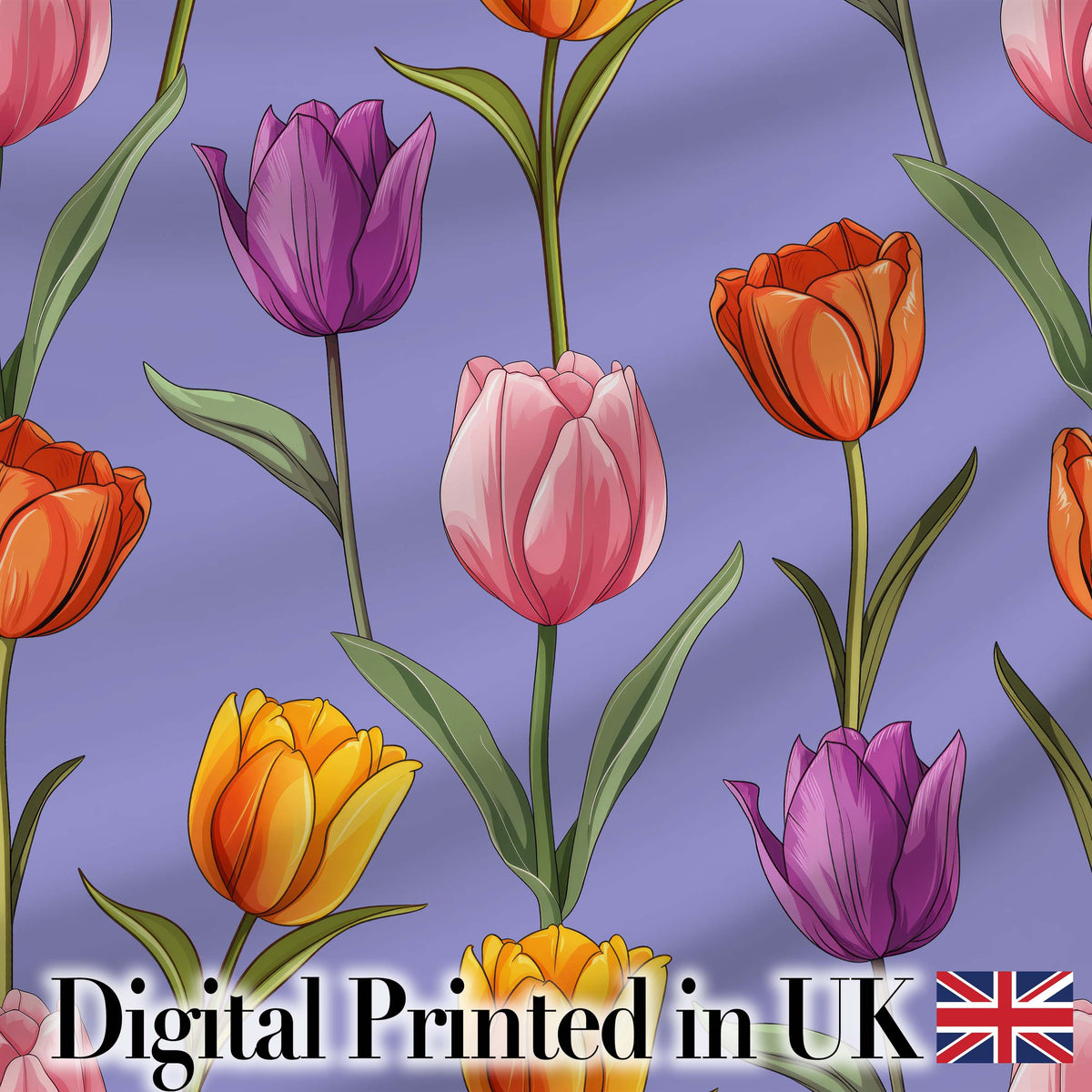 Elegant Tulip Floral Seamless Pattern Purple Background Spring Flowers Digital Print Fabric by the Metre UK Sewing Quilting Textile