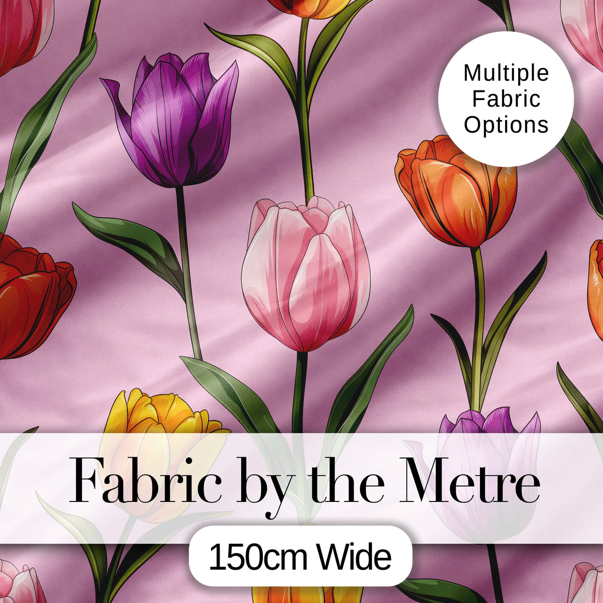 Elegant Tulip Floral Seamless Pattern Soft Pink Background Spring Flowers Digital Print Fabric by the Metre UK Sewing Quilting Textile