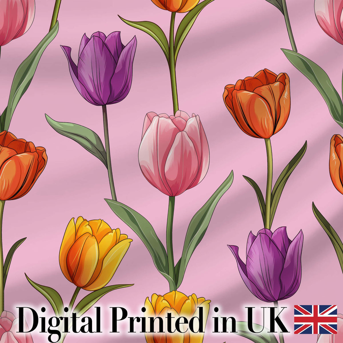Elegant Tulip Floral Seamless Pattern Soft Pink Background Spring Flowers Digital Print Fabric by the Metre UK Sewing Quilting Textile