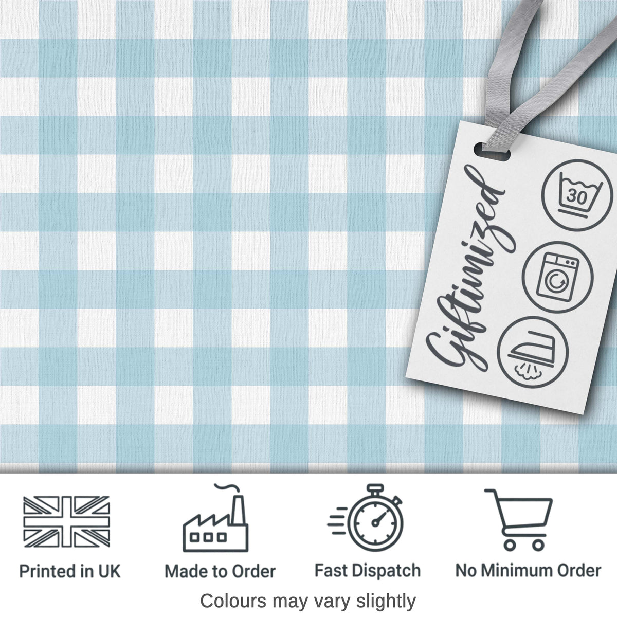 Soft Blue And White Gingham Check Seamless Pattern Classic Fabric Digital Print Fabric by the Metre UK Sewing Quilting Textile