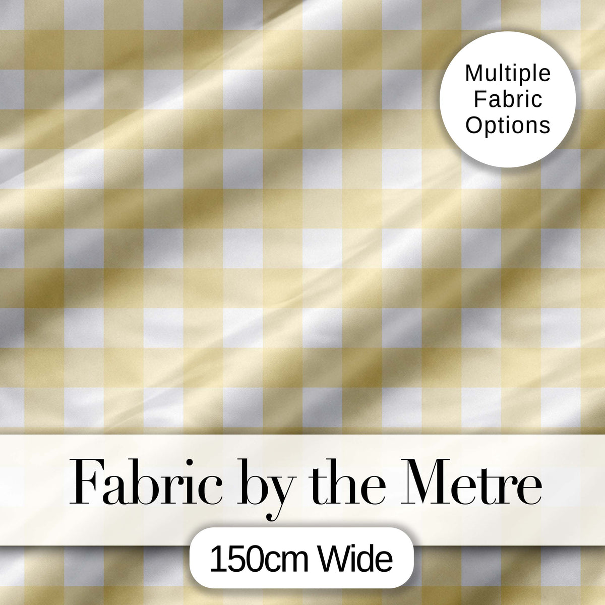 Warm Yellow And White Gingham Check Seamless Pattern Classic Fabric Digital Print Fabric by the Metre UK Sewing Quilting Textile