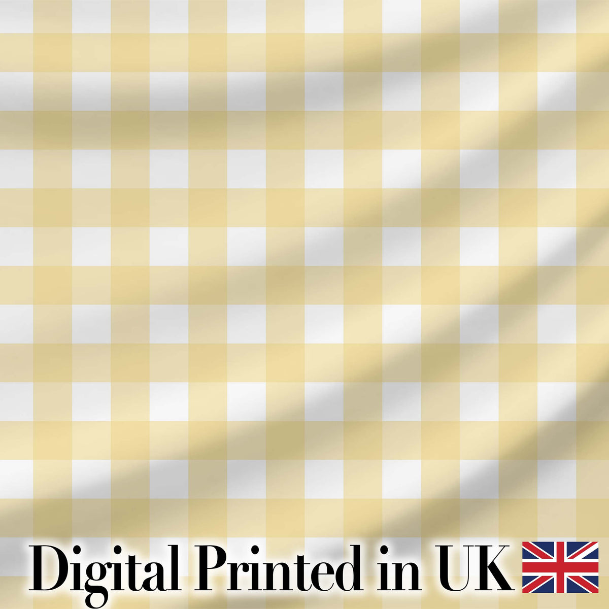 Warm Yellow And White Gingham Check Seamless Pattern Classic Fabric Digital Print Fabric by the Metre UK Sewing Quilting Textile