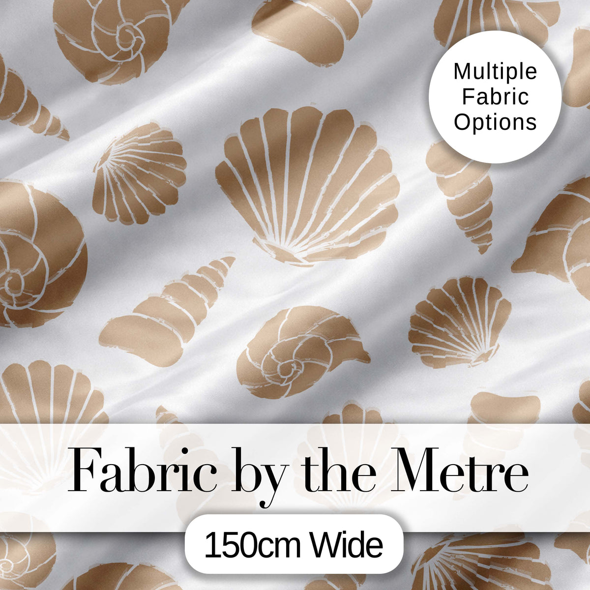 Minimal Seashell Pattern Beige Coastal Background Seamless Pattern Digital Print Fabric by the Metre UK Sewing Quilting Textile