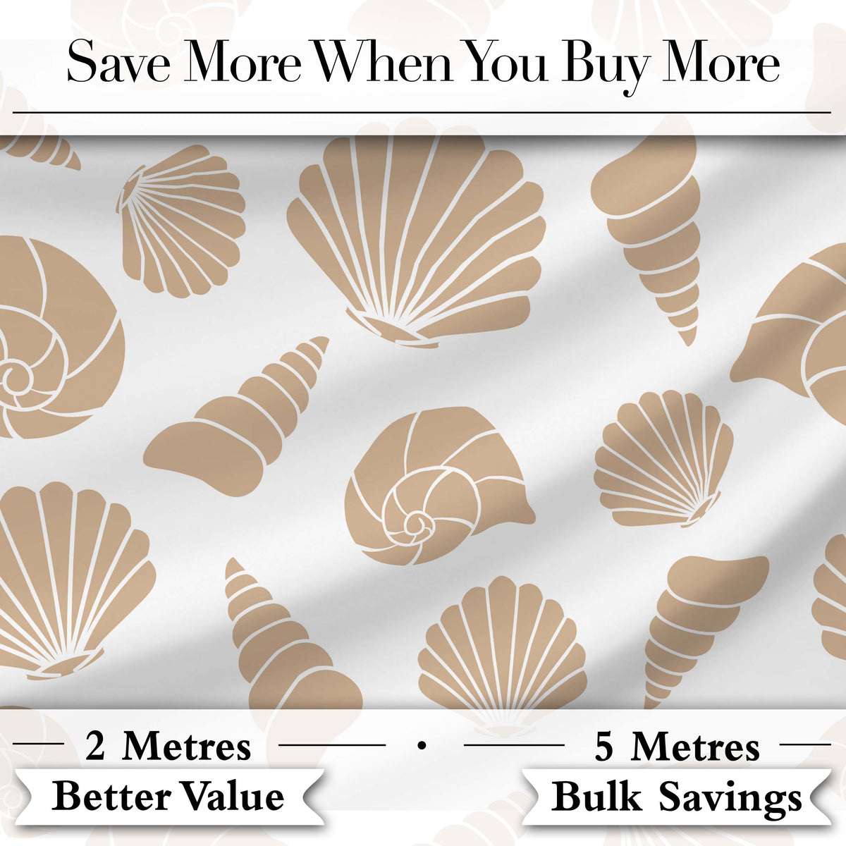 Minimal Seashell Pattern Beige Coastal Background Seamless Pattern Digital Print Fabric by the Metre UK Sewing Quilting Textile