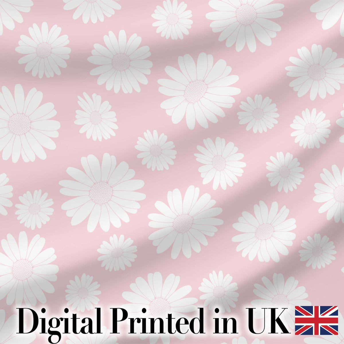 Soft Pink Daisy Floral Seamless Pattern Pastel Flower Background Digital Print Fabric by the Metre UK Sewing Quilting Textile