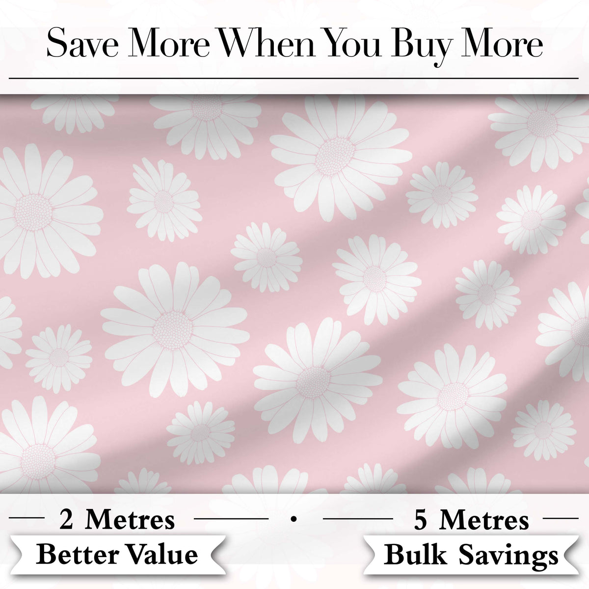 Soft Pink Daisy Floral Seamless Pattern Pastel Flower Background Digital Print Fabric by the Metre UK Sewing Quilting Textile