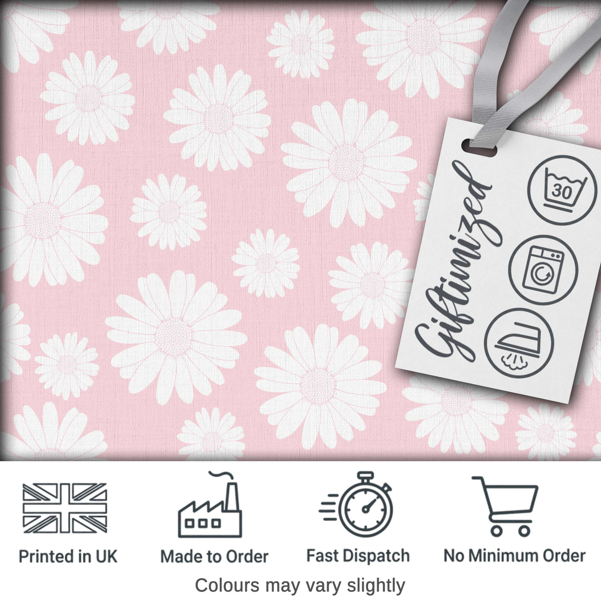 Soft Pink Daisy Floral Seamless Pattern Pastel Flower Background Digital Print Fabric by the Metre UK Sewing Quilting Textile