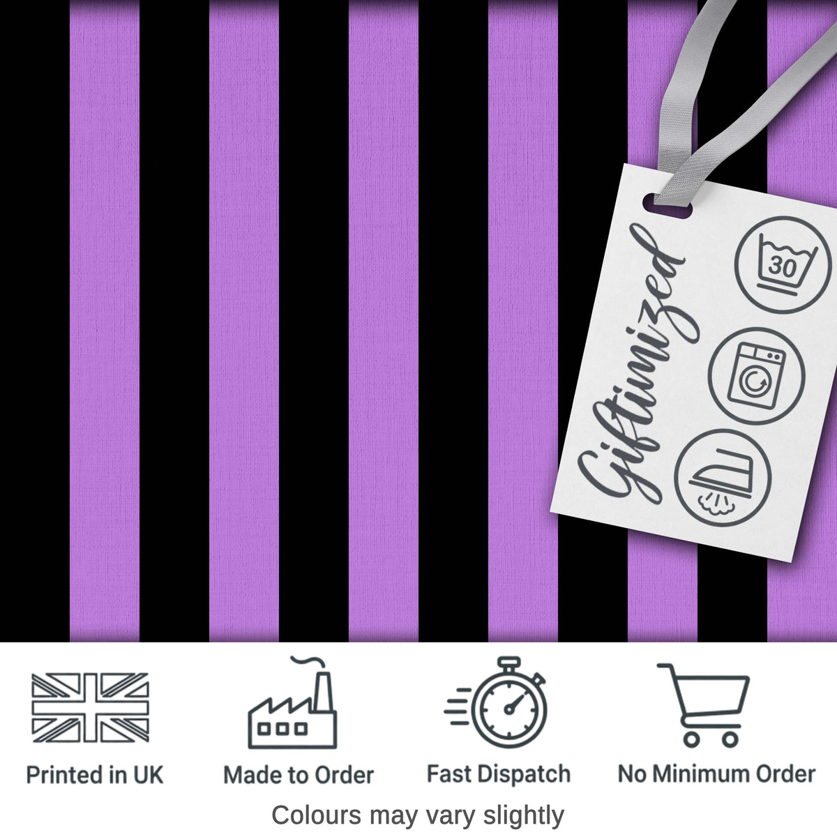 Bold Wavy Purple Black Halloween Stripe Seamless Pattern Digital Print Fabric by the Metre UK Sewing Quilting Textile