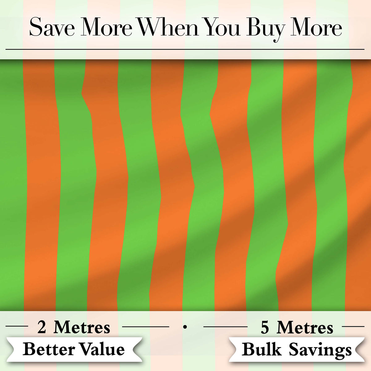 Bold Wavy Orange Green Halloween Stripe Seamless Pattern Digital Print Fabric by the Metre UK Sewing Quilting Textile