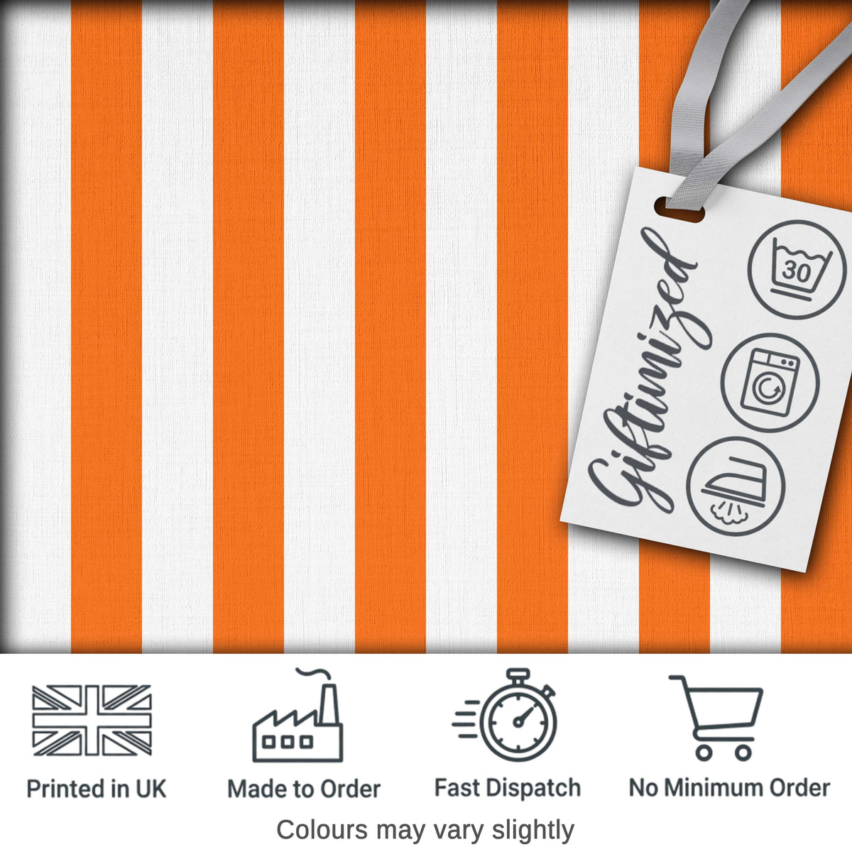 Bold Wavy Orange White Halloween Stripe Seamless Pattern Digital Print Fabric by the Metre UK Sewing Quilting Textile