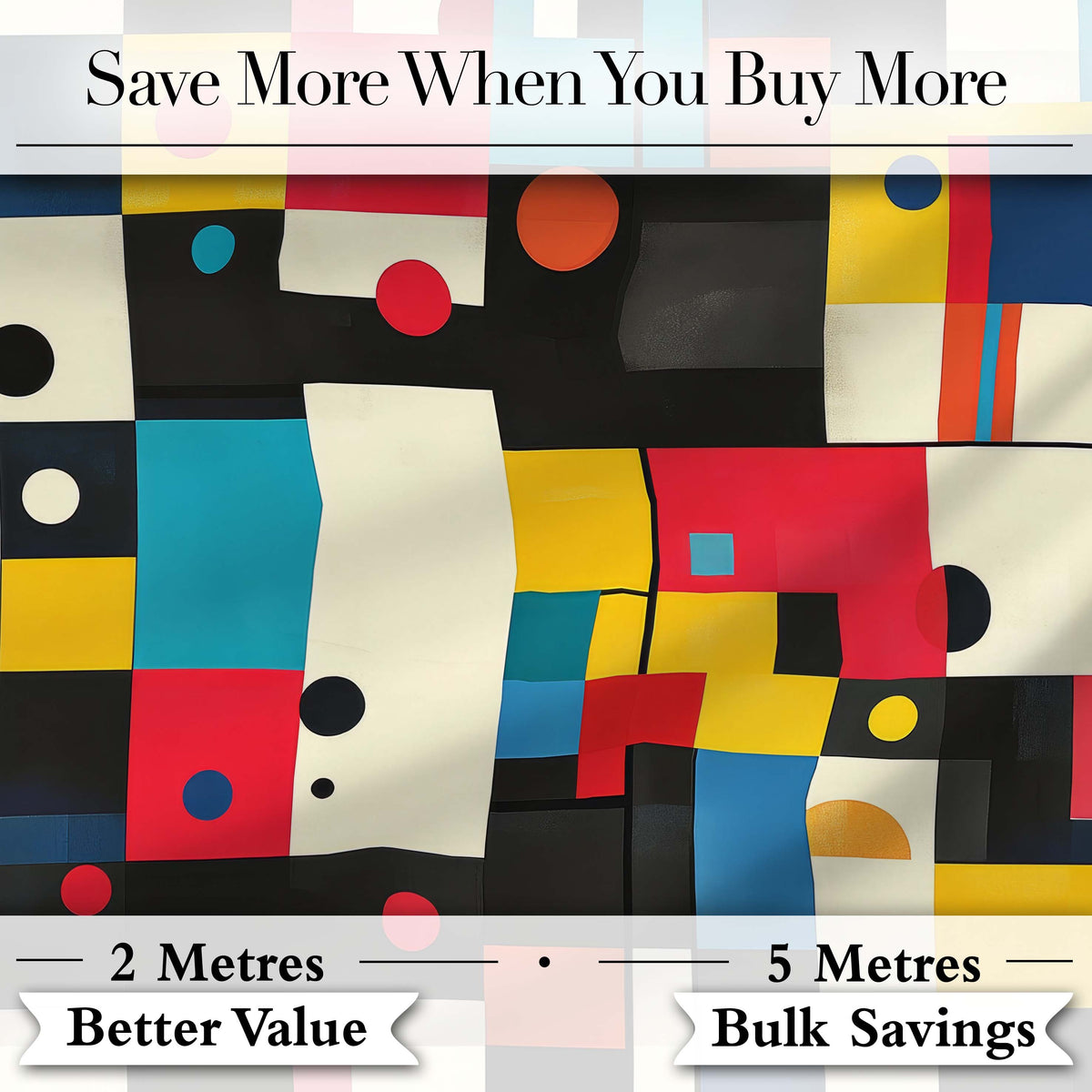 Abstract Colorful Geometric Shapes with Circles Modern Art Seamless Pattern Digital Print Fabric by the Metre UK Sewing Quilting Textile