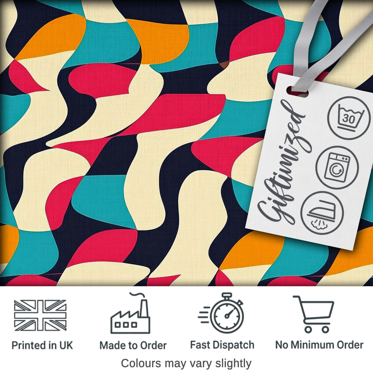 Abstract Organic Flowing Shapes Vibrant Color Design Seamless Pattern Digital Print Fabric by the Metre UK Sewing Quilting Textile