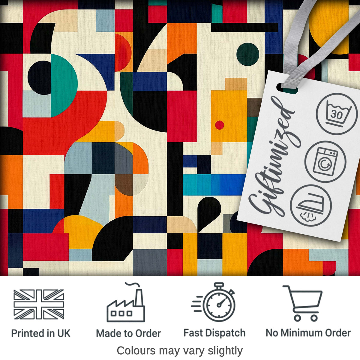 Abstract Modern Geometric Shapes Colorful Layered Design Seamless Pattern Digital Print Fabric by the Metre UK Sewing Quilting Textile
