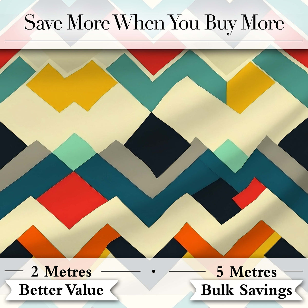 Abstract Zigzag Geometric Shapes Bold Color Blocks Seamless Pattern Digital Print Fabric by the Metre UK Sewing Quilting Textile