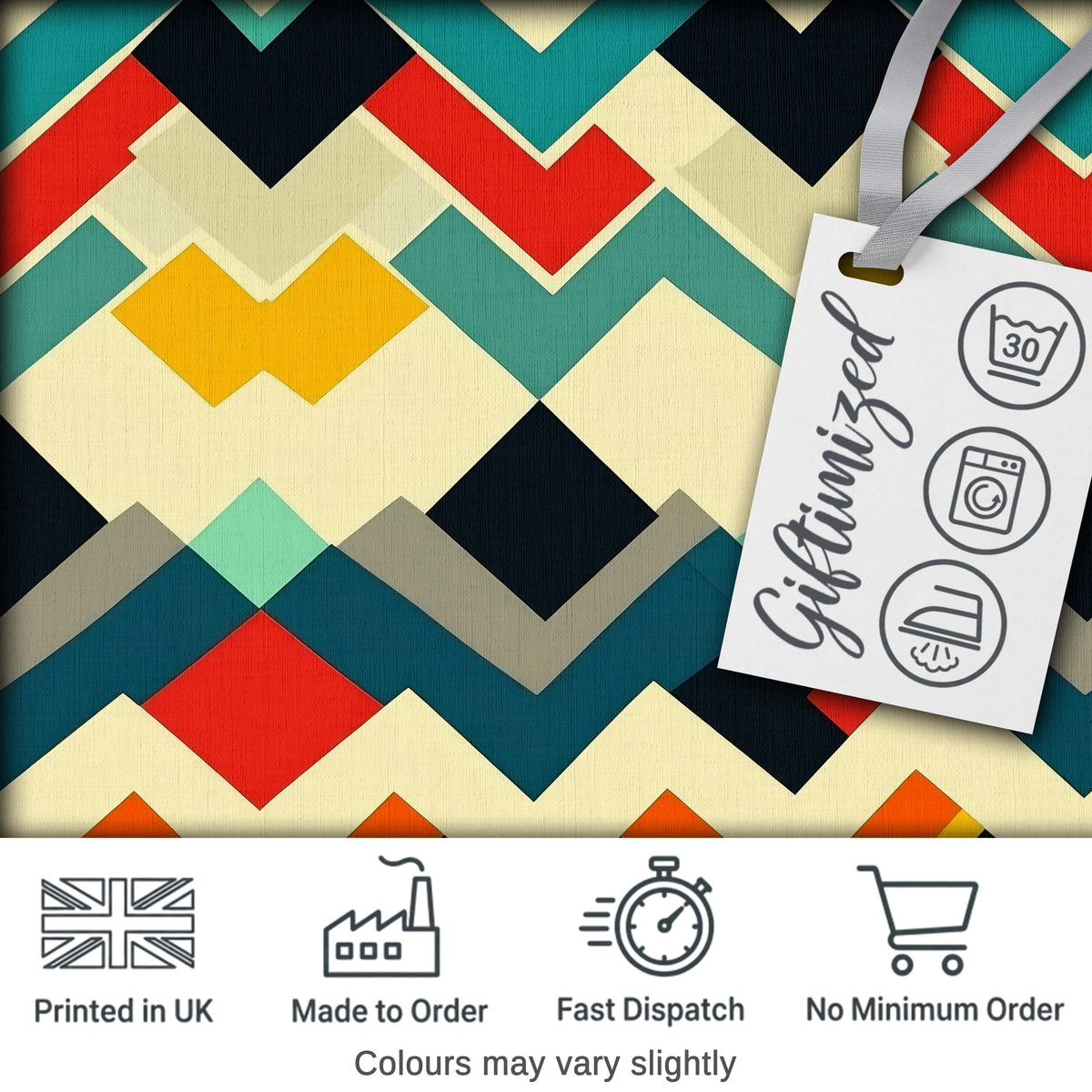 Abstract Zigzag Geometric Shapes Bold Color Blocks Seamless Pattern Digital Print Fabric by the Metre UK Sewing Quilting Textile