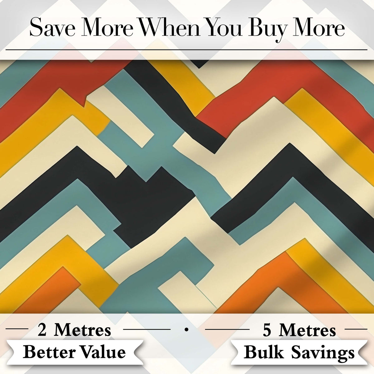 Abstract Chevron Pattern Layered Geometric Modern Style Seamless Pattern Digital Print Fabric by the Metre UK Sewing Quilting Textile