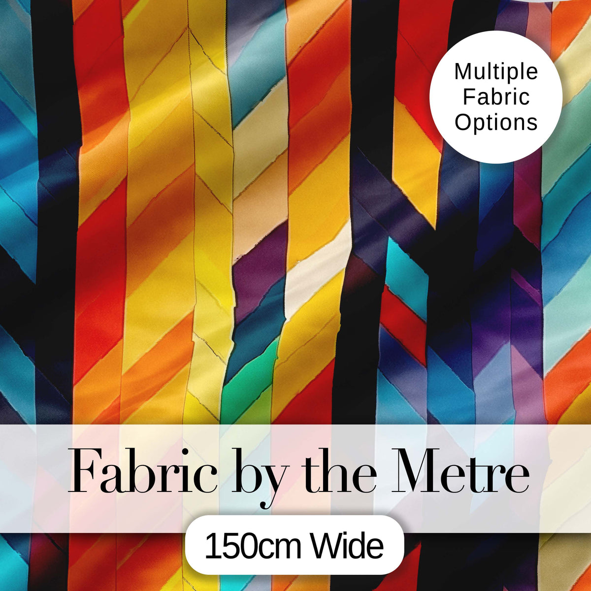 Abstract Vertical Geometric Stripes Colorful Modern Seamless Pattern Digital Print Fabric by the Metre UK Sewing Quilting Textile