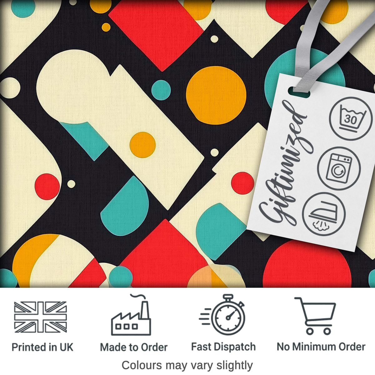 Abstract Geometric Shapes Colorful Modern Seamless Pattern Digital Print Fabric by the Metre UK Sewing Quilting Textile