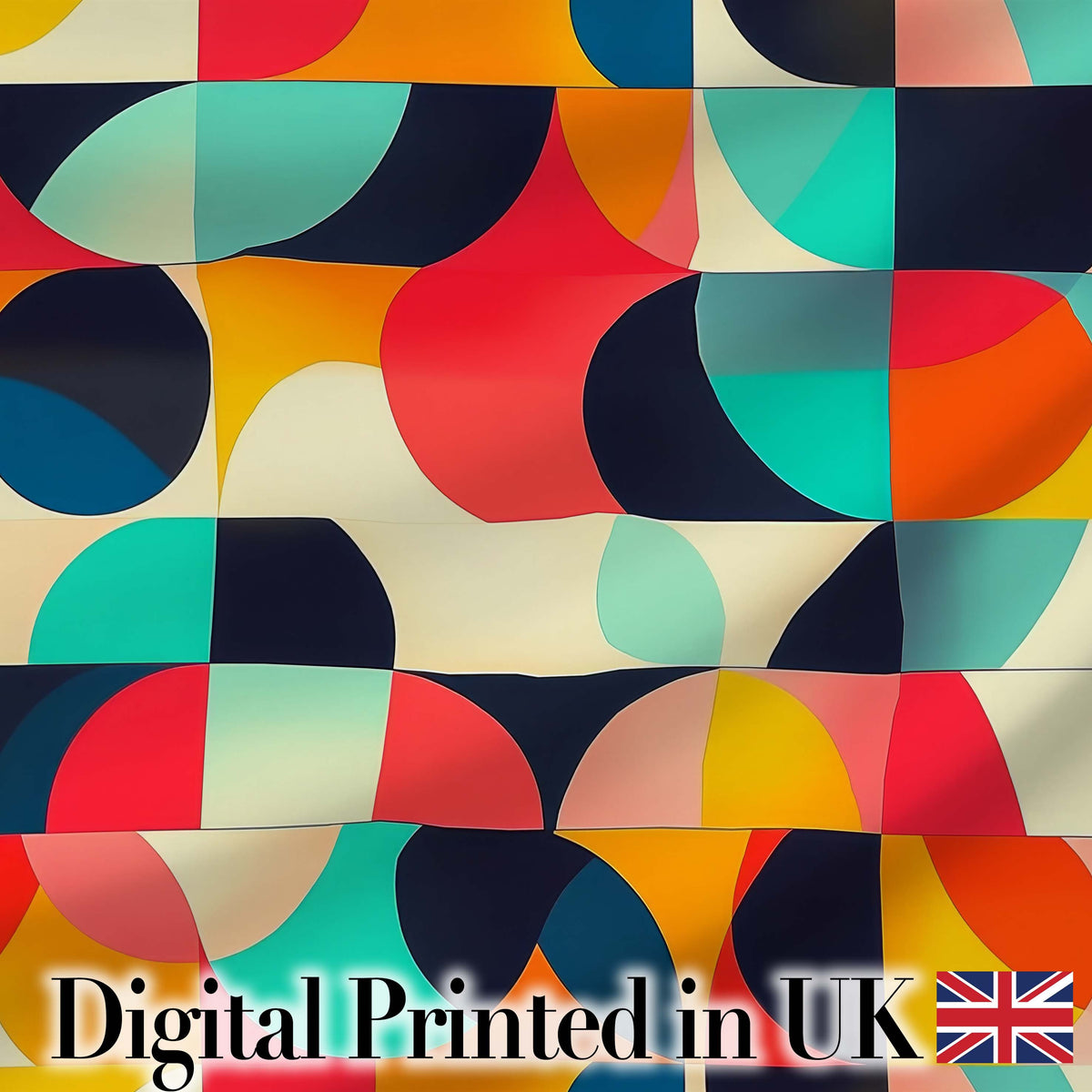 Abstract Geometric Curved Shapes Colorful Seamless Pattern Digital Print Fabric by the Metre UK Sewing Quilting Textile