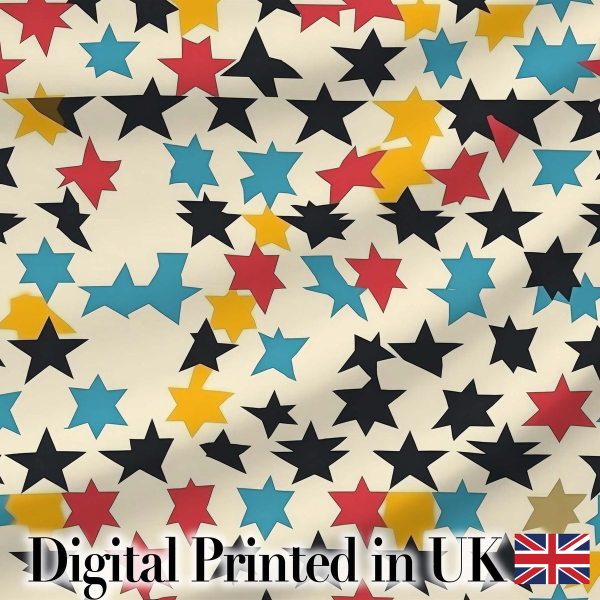 Abstract Scattered Star Shapes Colorful Seamless Pattern Digital Print Fabric by the Metre UK Sewing Quilting Textile