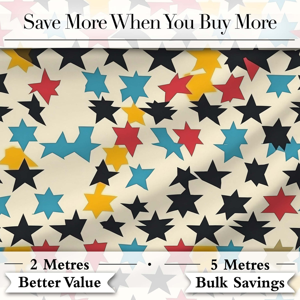 Abstract Scattered Star Shapes Colorful Seamless Pattern Digital Print Fabric by the Metre UK Sewing Quilting Textile