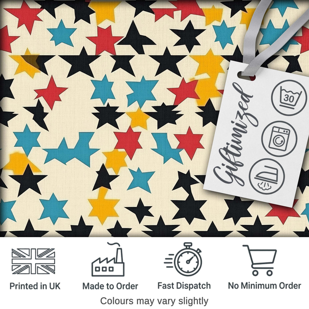 Abstract Scattered Star Shapes Colorful Seamless Pattern Digital Print Fabric by the Metre UK Sewing Quilting Textile