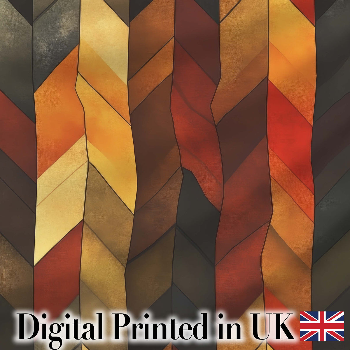 Abstract Warm Tone Geometric Faceted Shapes Seamless Pattern Digital Print Fabric by the Metre UK Sewing Quilting Textile