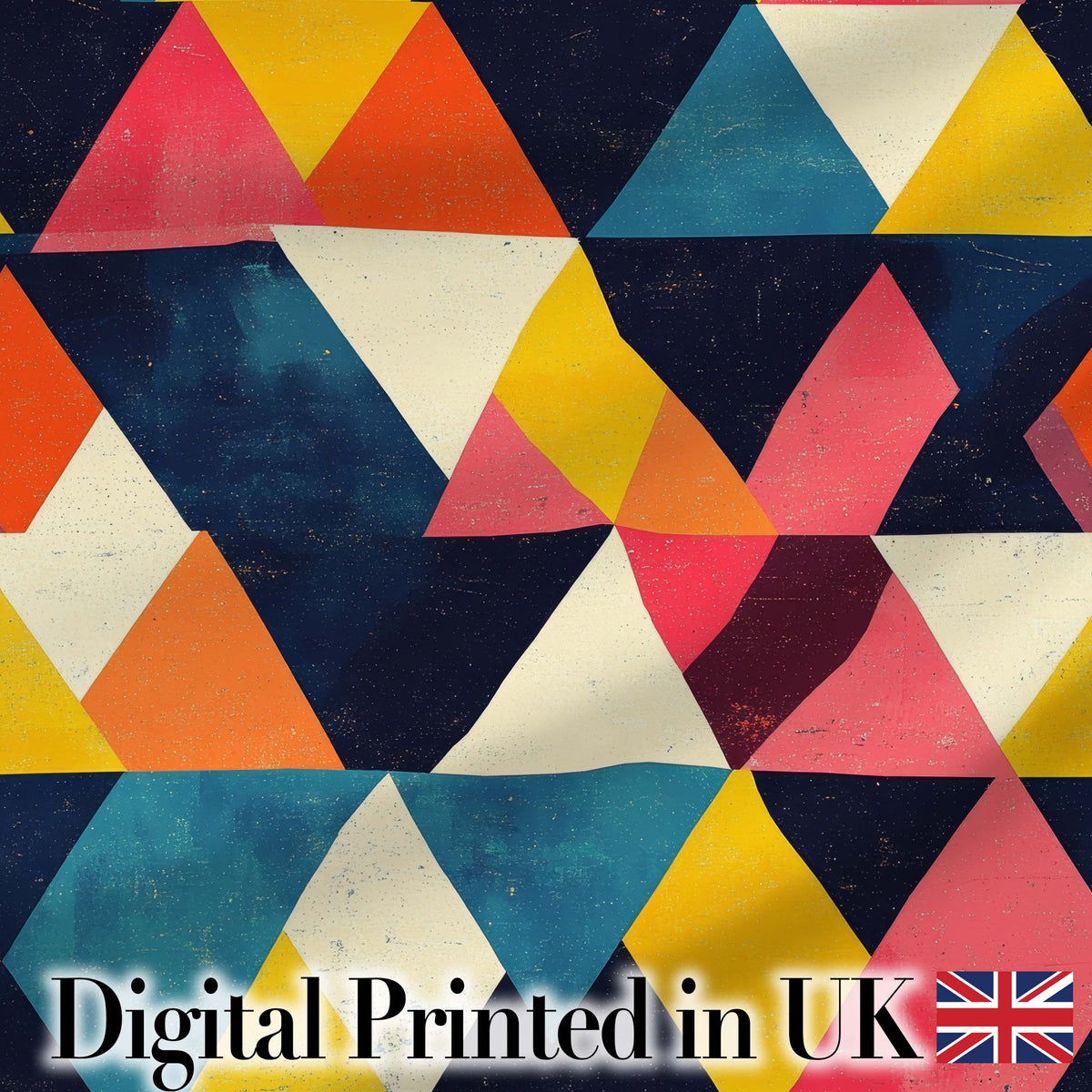 Abstract Colorful Triangle Mosaic Geometric Seamless Pattern Digital Print Fabric by the Metre UK Sewing Quilting Textile