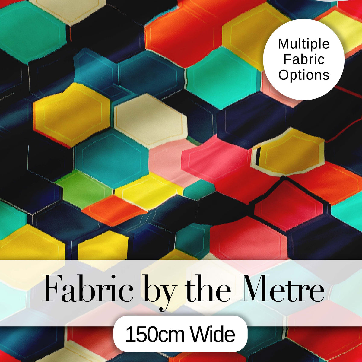 Abstract Multicolor Hexagon Honeycomb Seamless Pattern Digital Print Fabric by the Metre UK Sewing Quilting Textile