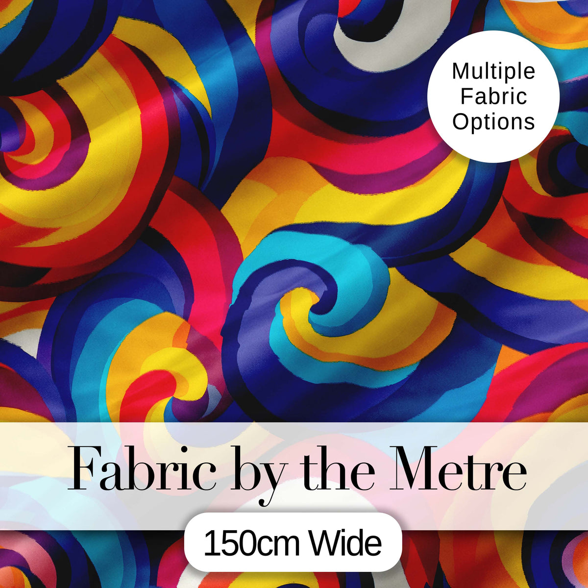 Abstract Colorful Spiral Motion Wave Seamless Pattern Digital Print Fabric by the Metre UK Sewing Quilting Textile