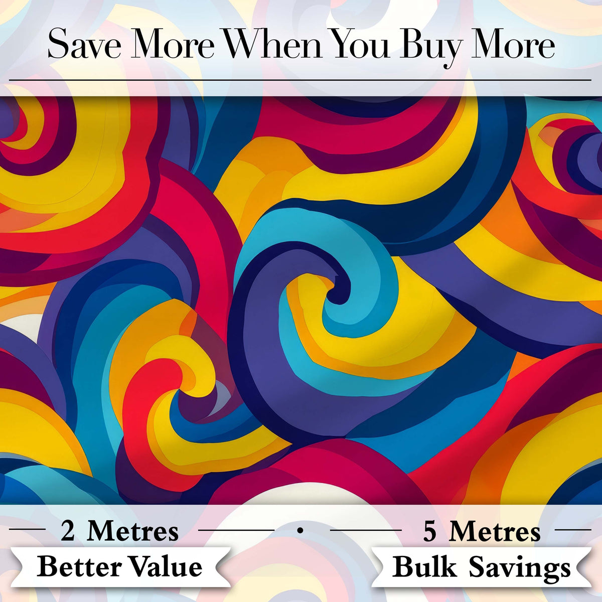 Abstract Colorful Spiral Motion Wave Seamless Pattern Digital Print Fabric by the Metre UK Sewing Quilting Textile