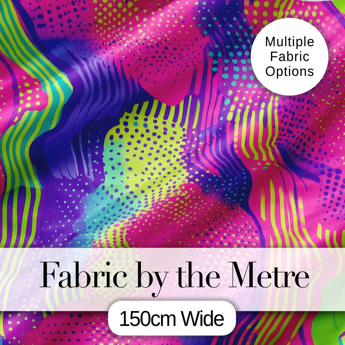 Abstract Colorful Gradient Waves Dots Flow Seamless Pattern Digital Print Fabric by the Metre UK Sewing Quilting Textile