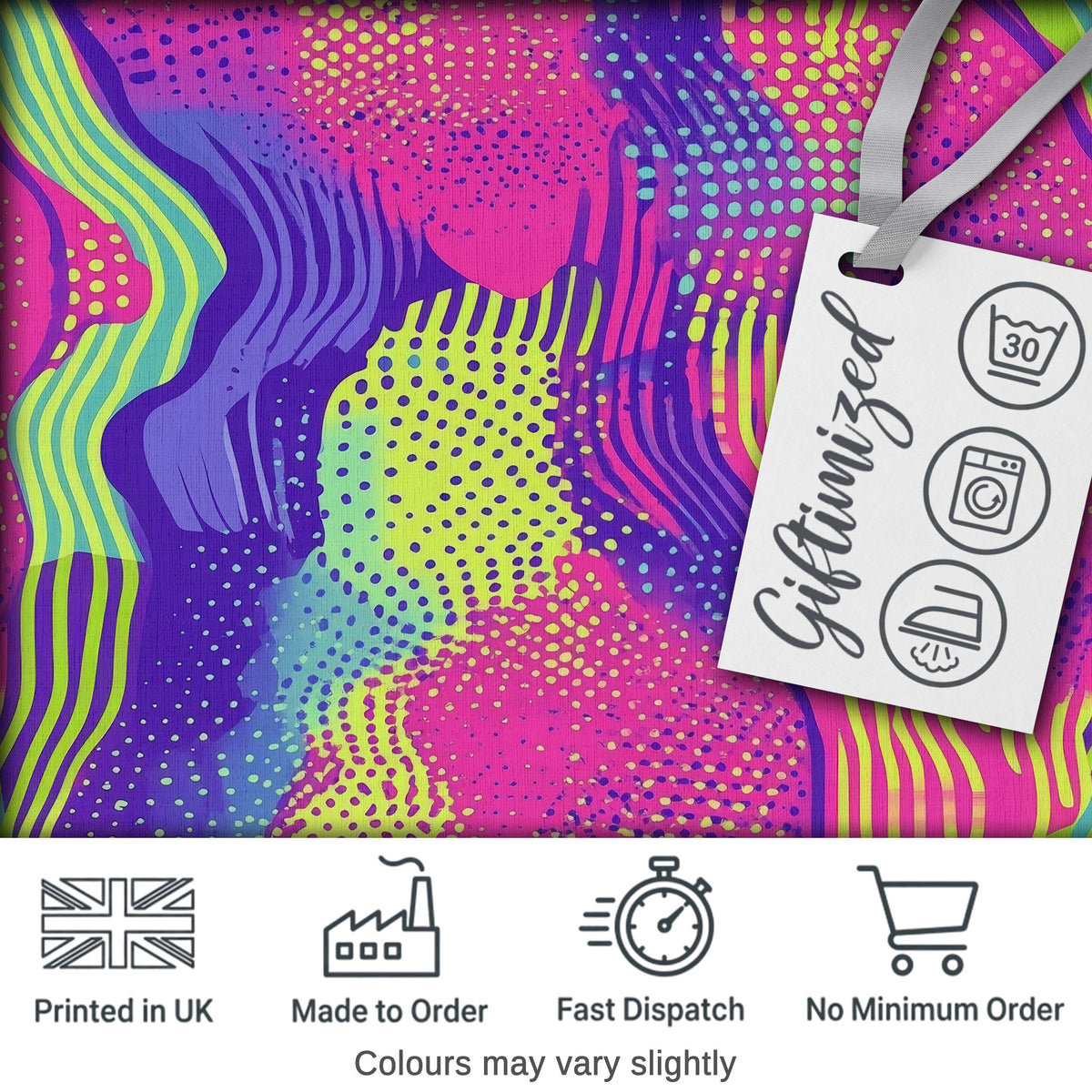 Abstract Colorful Gradient Waves Dots Flow Seamless Pattern Digital Print Fabric by the Metre UK Sewing Quilting Textile