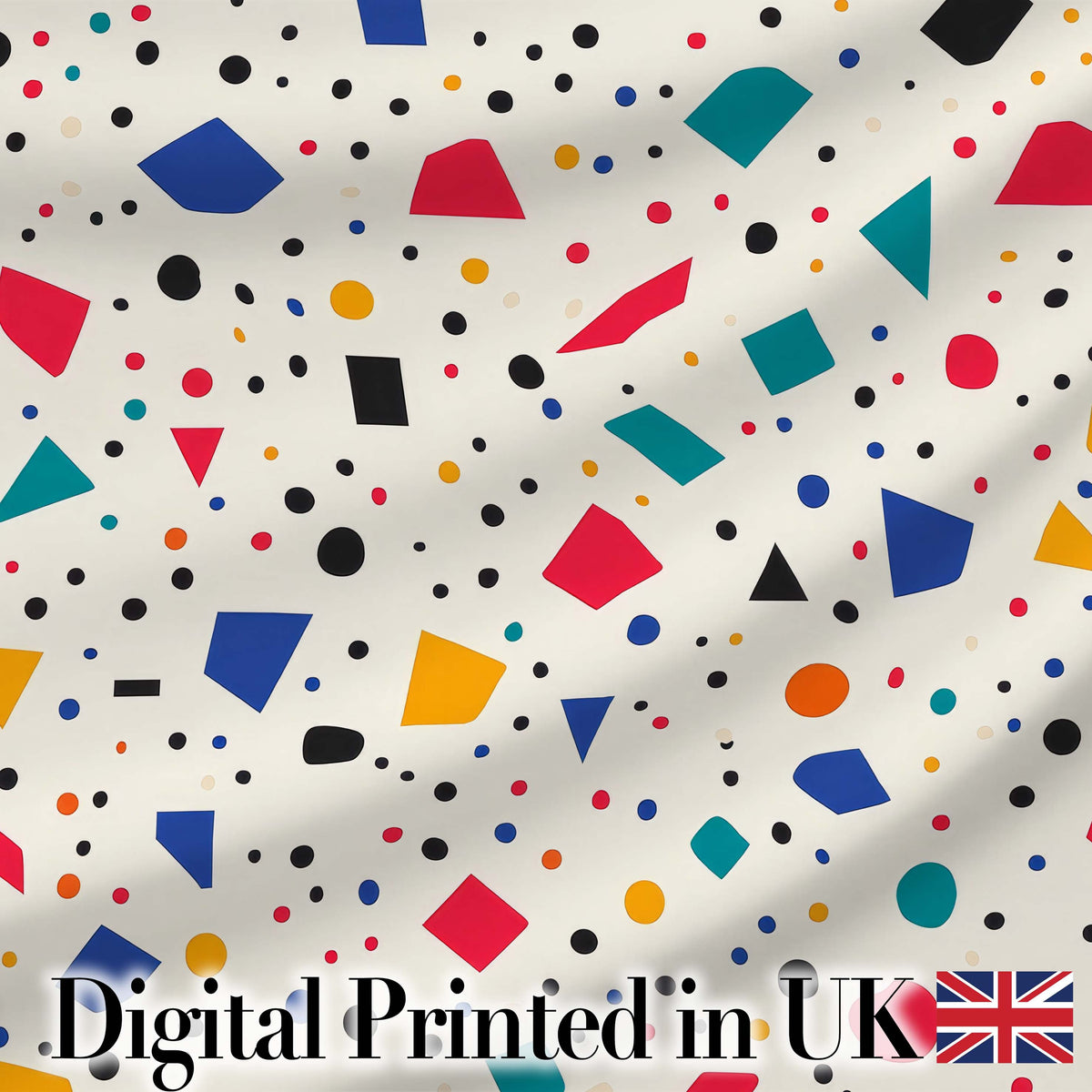 Abstract Minimal Scatter Shapes Confetti Seamless Pattern Digital Print Fabric by the Metre UK Sewing Quilting Textile